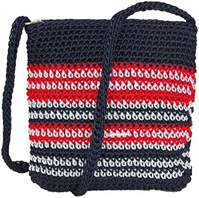 Dynamic Asia Striped Crochet Cross Body Handbag, Multi