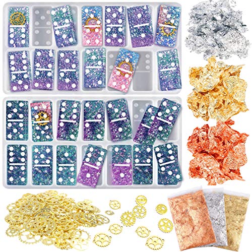Domino Resin Mold - Hallooki Domino Double Six Epoxy Resin Casting Silicone Mold 1 Set of 28 Cavities DIY Game Personalized Dominoes Molds