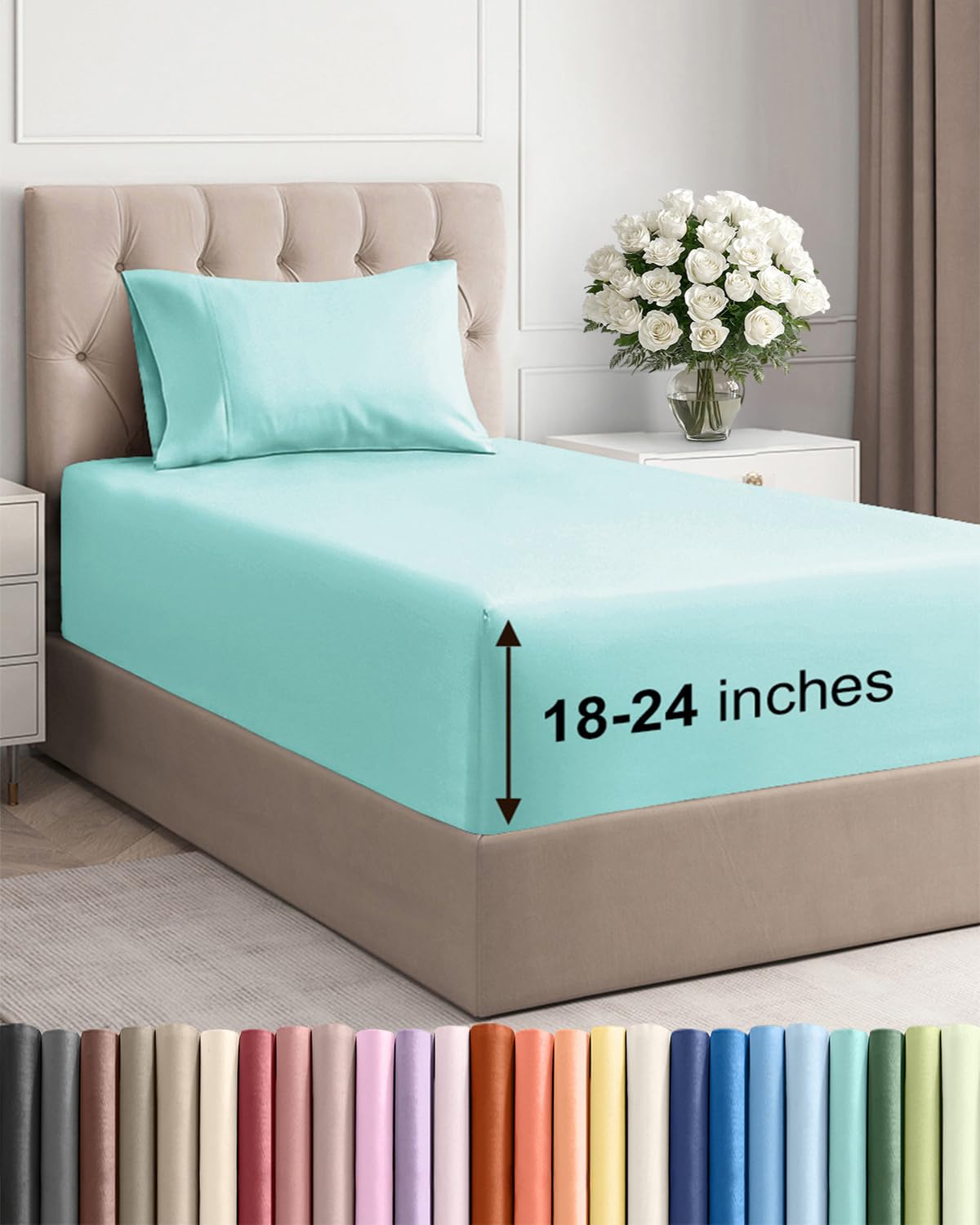 Extra Deep Pocket Twin Sheets - 3 Piece Breathable & Cooling Bed Sheets - Hotel Luxury Bed Sheet Set - Soft, Wrinkle Free & Comfy - Easily Fits Extra