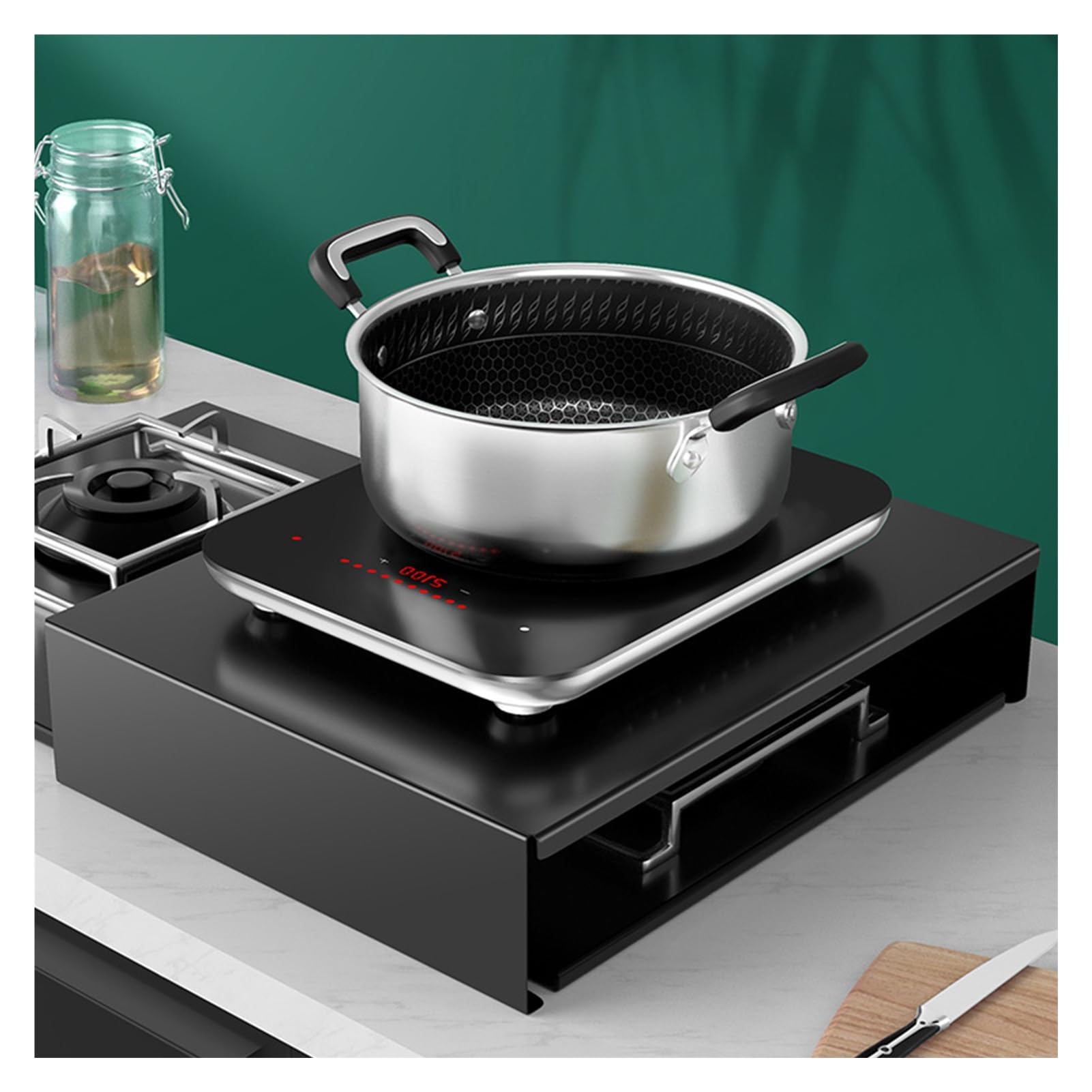 Cubiertas Para Quemadores Protectora Para Cocina Gas De Acero Al Carbono Amplía El Espacio De Trabajo En La Cocina Tapa Encimera Gas Con Asas(Black,30x40x5cm(12x16x2in))