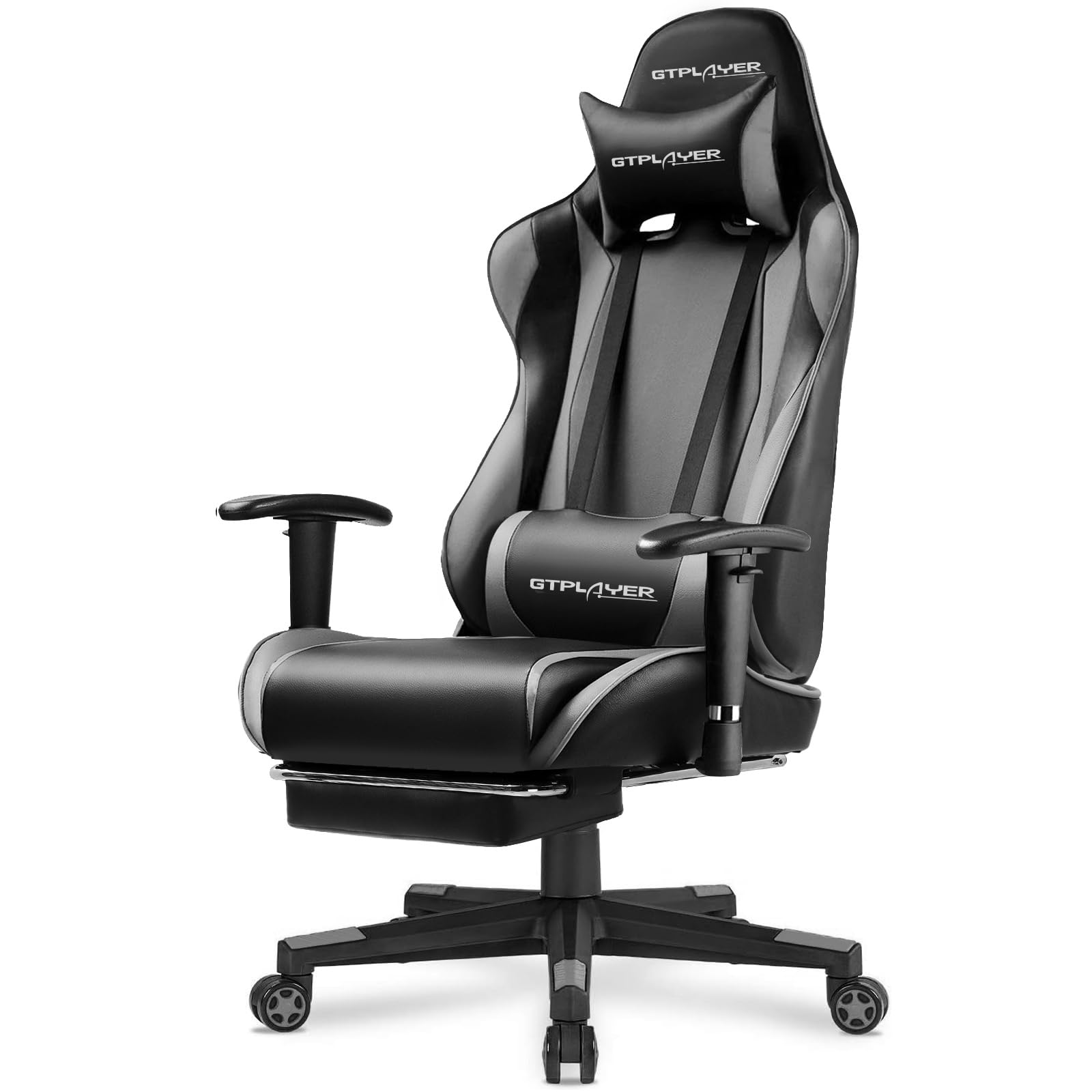 GTPLAYER Gaming Chair with Footrest, Ergonomic Computer Game Desk Chair, Recline Gaming Chair Seat Height Adjustment, Swivel Rocker with Headrest and