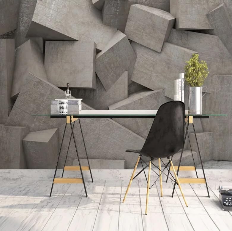 Papier peint 3D géométrique moderne pour agrandir visuellement une chambre ou un salon contemporain