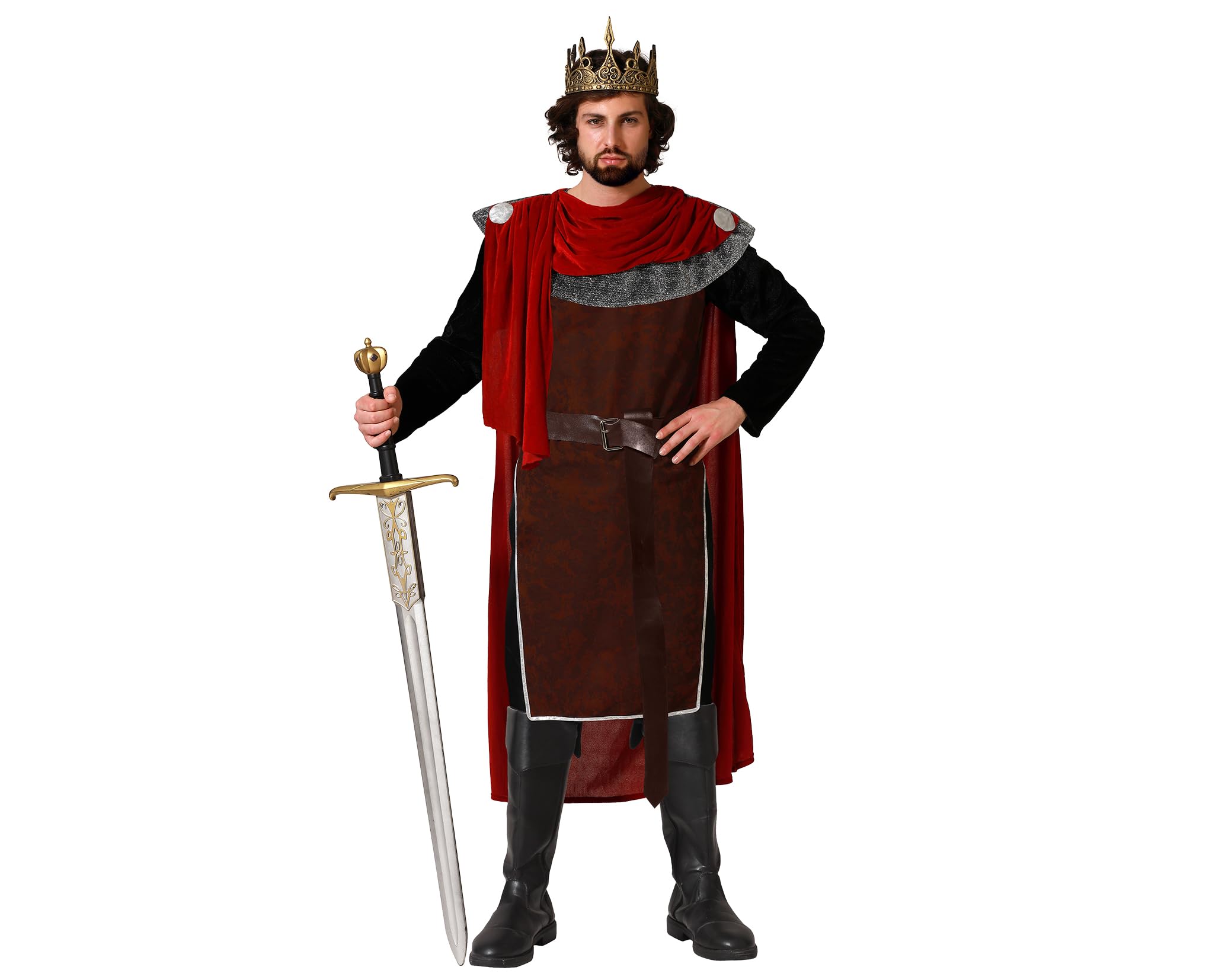 Atosa Disfraz de Rey Medieval para Hombre Adulto Traje de Caballero Noble de 4 Piezas de Época | M-L