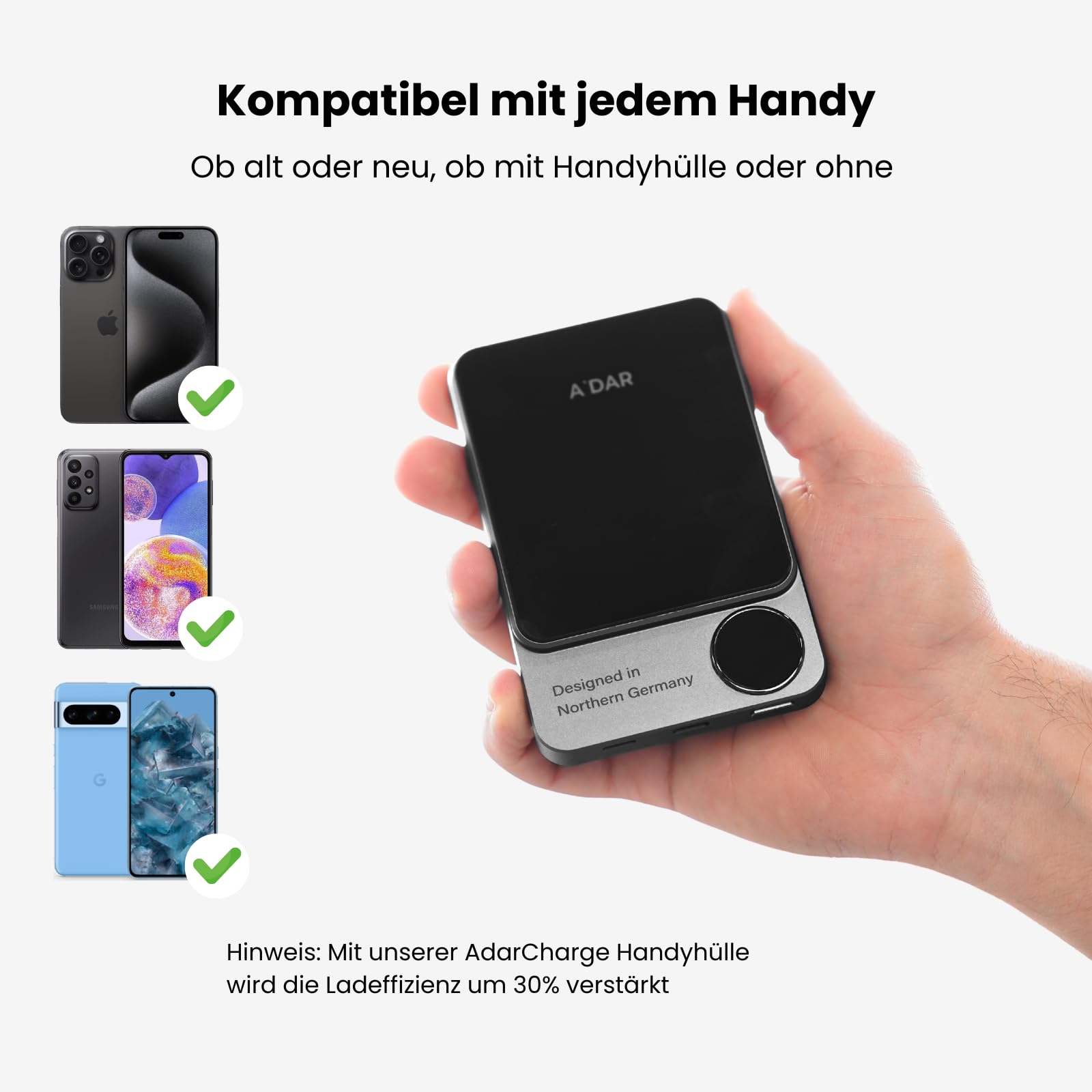 AdarCharge Pro Wireless Power Bank 5000 mAh Power Bank Magnetico Piccolo con Funzione di Ricarica Rapida USB-C Batteria Esterna Senza Fili Compatibile con iPhone 15 Pro Max/Pro/15/14 Pro Max/13 Pro