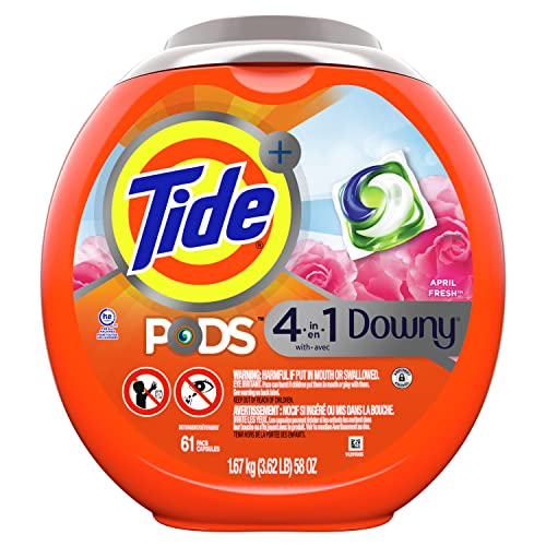 Tide PODS Plus Downy 4 in 1 HE Turbo Laundry Detergent Soap Pods, April Fresh Scent, 61 Count Tub - Packaging May Vary Tide PODS Plus Downy 4 in 1 HE Turbo Laundry Detergent Soap Pods, April Fresh Scent, 61 Count Tub - Packaging May Vary