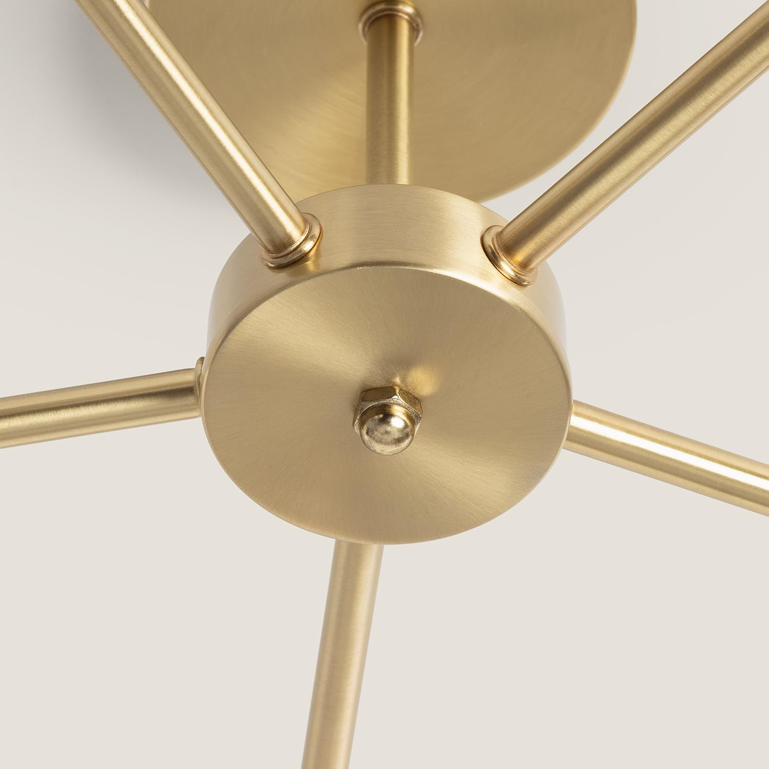 LEDKIA Lámpara de Techo Metal y Cristal Moonlight Brass 5 Focos Dorado | 5 Focos de Metal y Cristal | Decoración para Salón; Habitación | Potencia 10W | IP20 | 210 mm x 600 mm