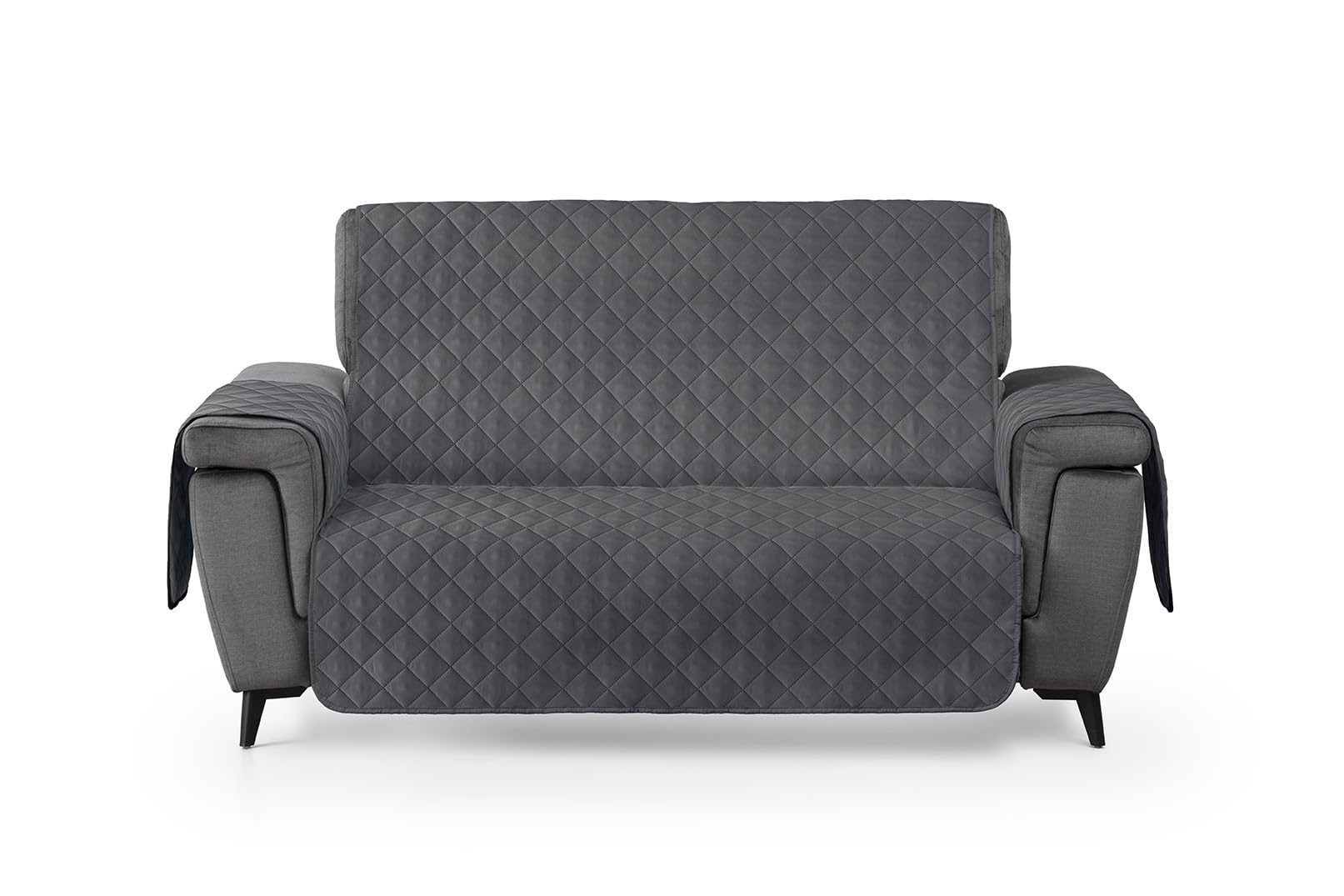 Textilhome Circus Sofa Cover – 3 Seater (160 cm), Universal Reversible Quilted Sofa Protector, Washable and Resistant Against Stains, Scratches and Wear, Ideal for Pets – Grey OEKO-TEX STANDARD 100