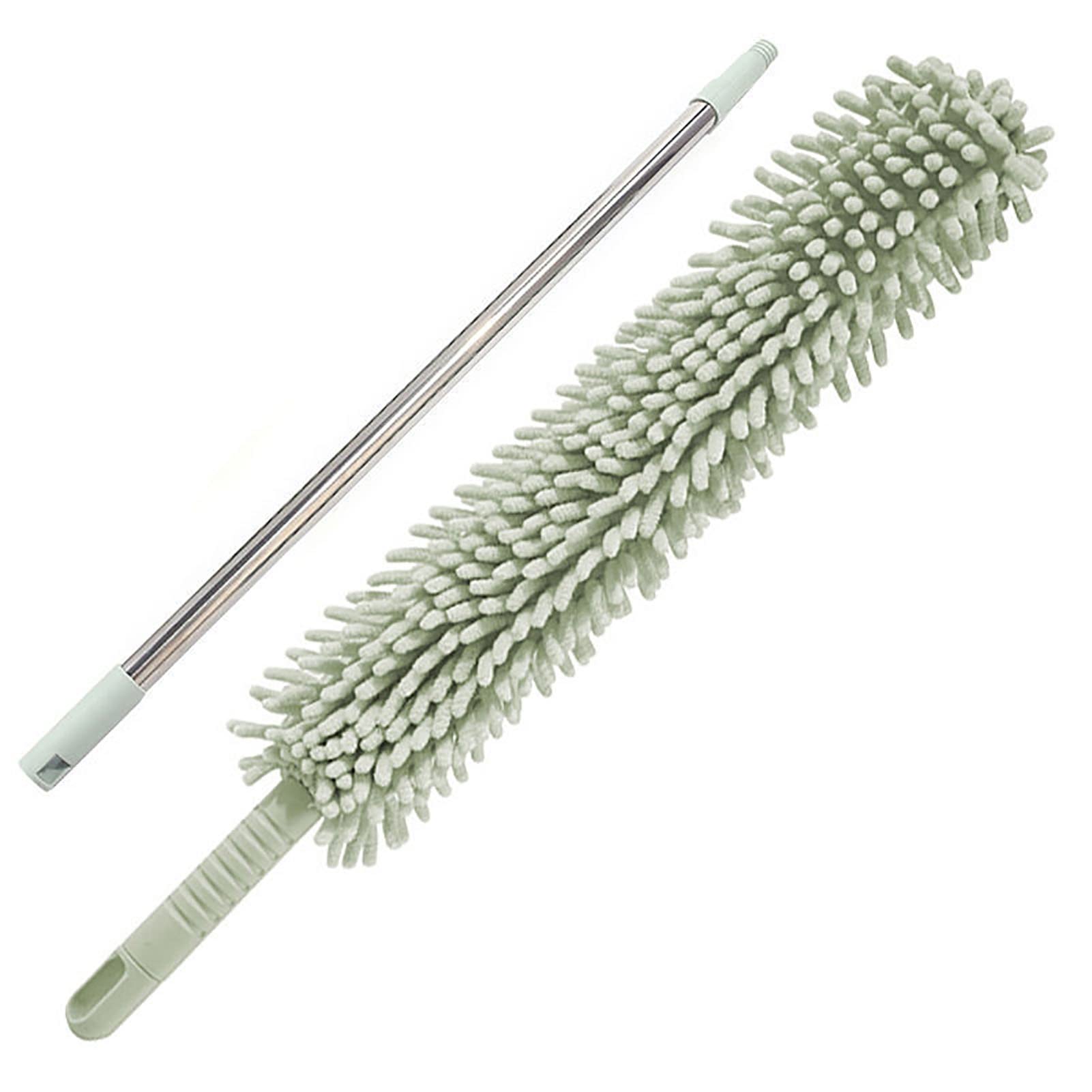 Lunchs Green Long Handled Duster Chenille,Telescopic Feather Dusters Bendable And Washable For Cleaning High Ceilings,Cobweb,Blinds(Green)