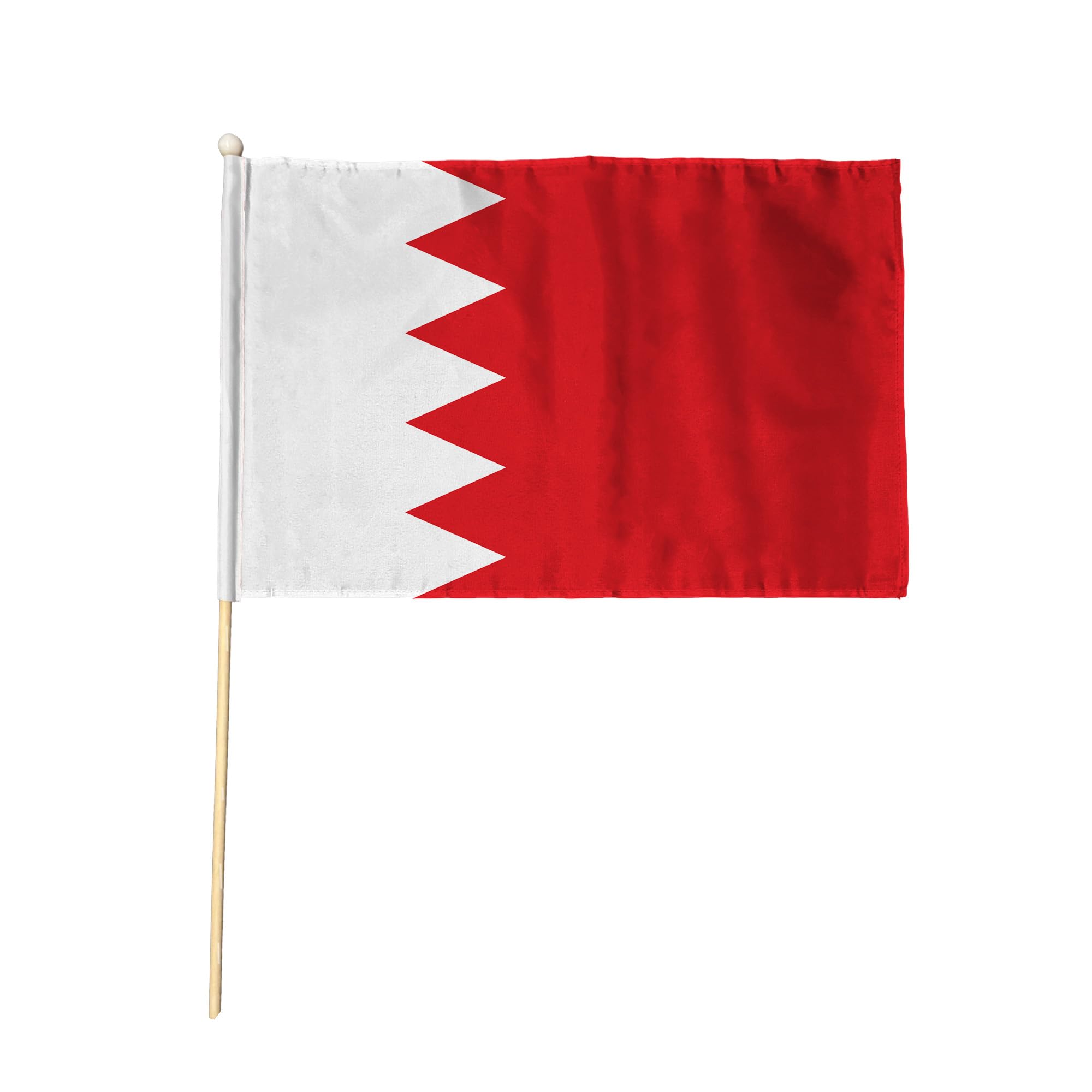 Flagtex Bahrain Pack of 12 Hand Waving Flag (18x12 Inch Large) - Premium Wooden Stick Hand Flag Big Size Natural Wood Pole Bahraini National Flag Events Parades Celebrations International Sports — image 1