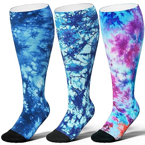 LEVSOX Plus Size Compression Socks for Women Men Wide Calf Extra Large 15-20 mmHg Knee High Sock for Nurses Pregnant Travel - Main Image