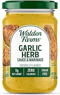 Walden Farms Garlic Herb Sauce – Zero Calorie, Sugar Free, Keto & No Carb Savory Sauce for Pasta, Veggies, Chicken & More – 12 oz Bottle