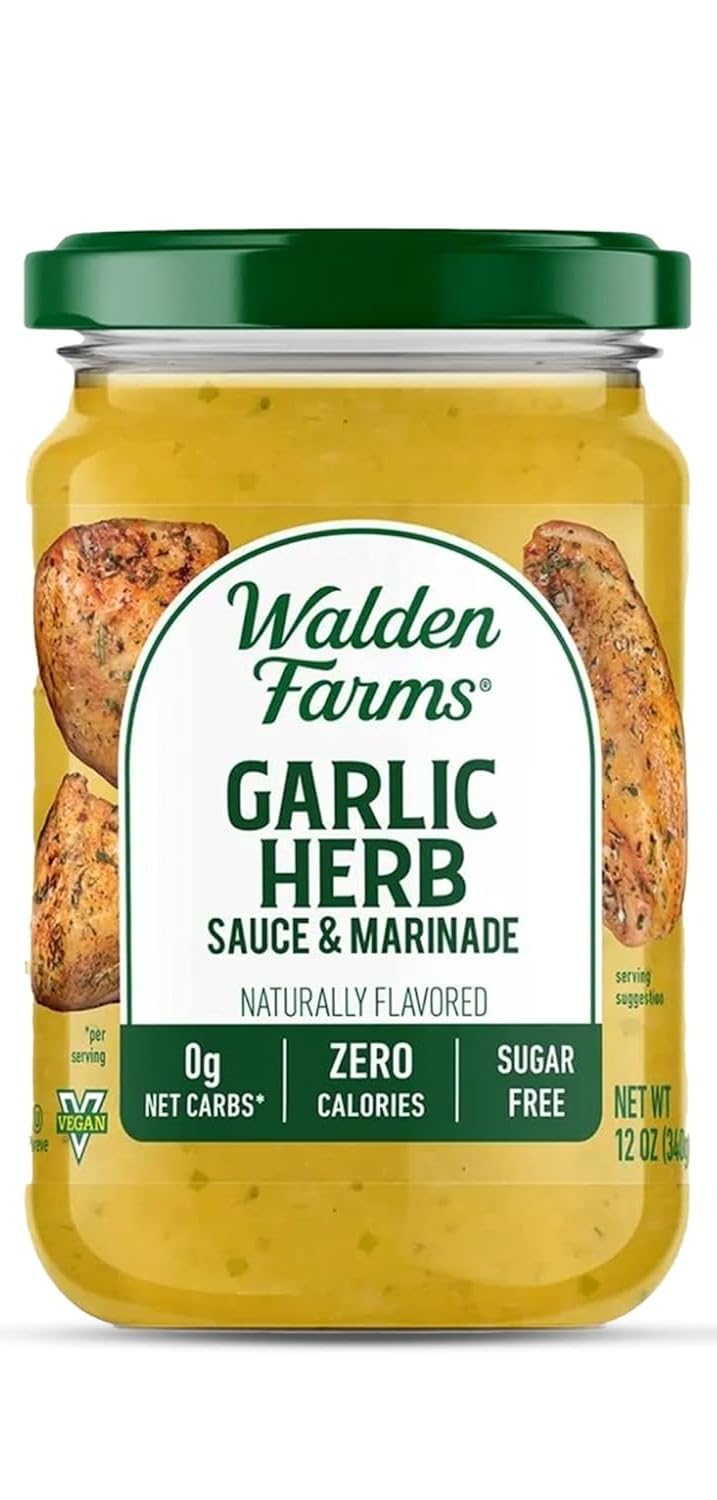 Walden Farms Garlic Herb Sauce – Zero Calorie, Sugar Free, Keto & No Carb Savory Sauce for Pasta, Veggies, Chicken & More – 12 oz Bottle