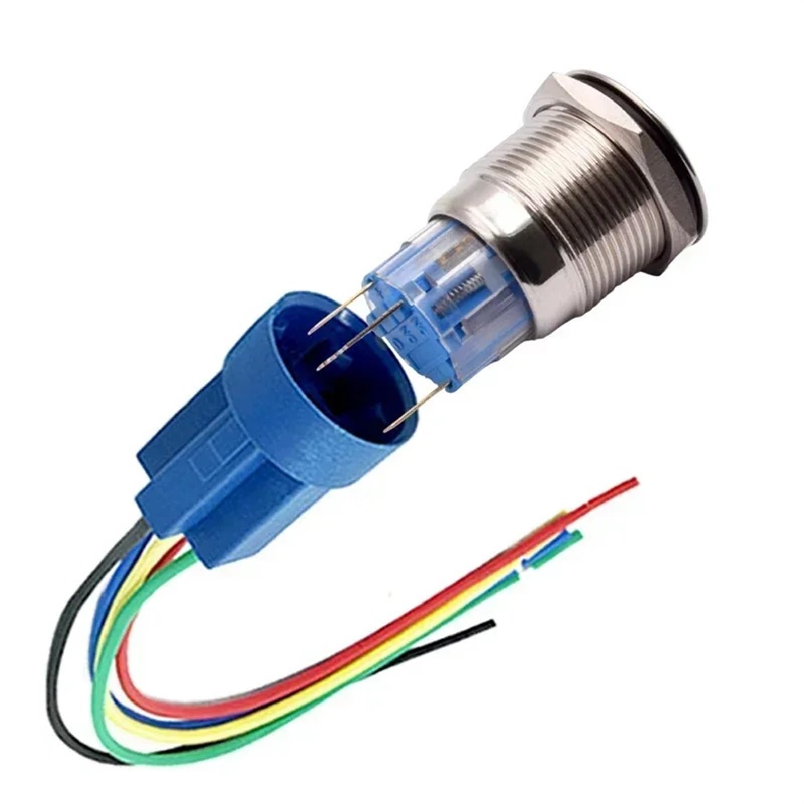 19 mm metalowy przełącznik przyciskowy stal nierdzewna 1NO1NC chwilowy pierścień przełącznik zasilania LED ON Off chwilowe zamknięcie 1 szt. (12-24 V czerwona dioda LED)
