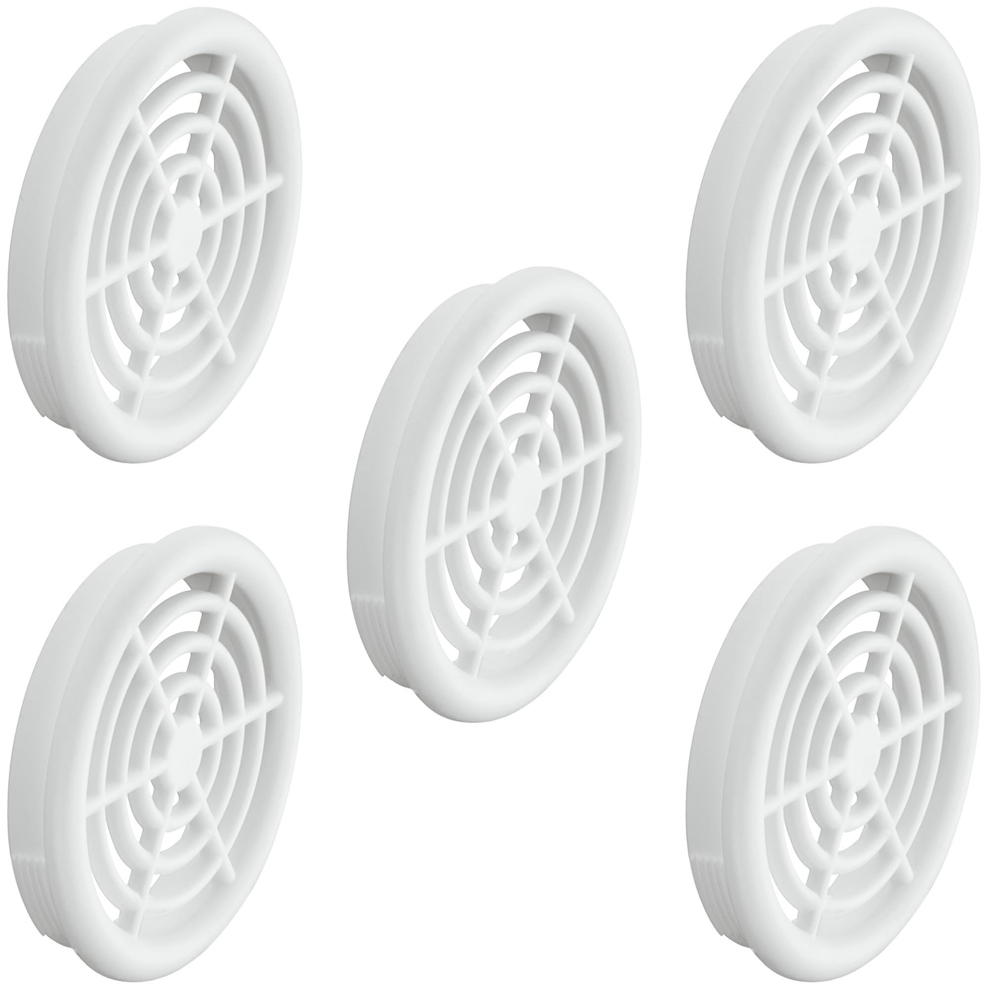 cyclingcolors 5x Rejilla de ventilación redonda 43 mm Diámetro total 48 mm de plástico Orificio Gabinete Armario Cocina, Blanco
