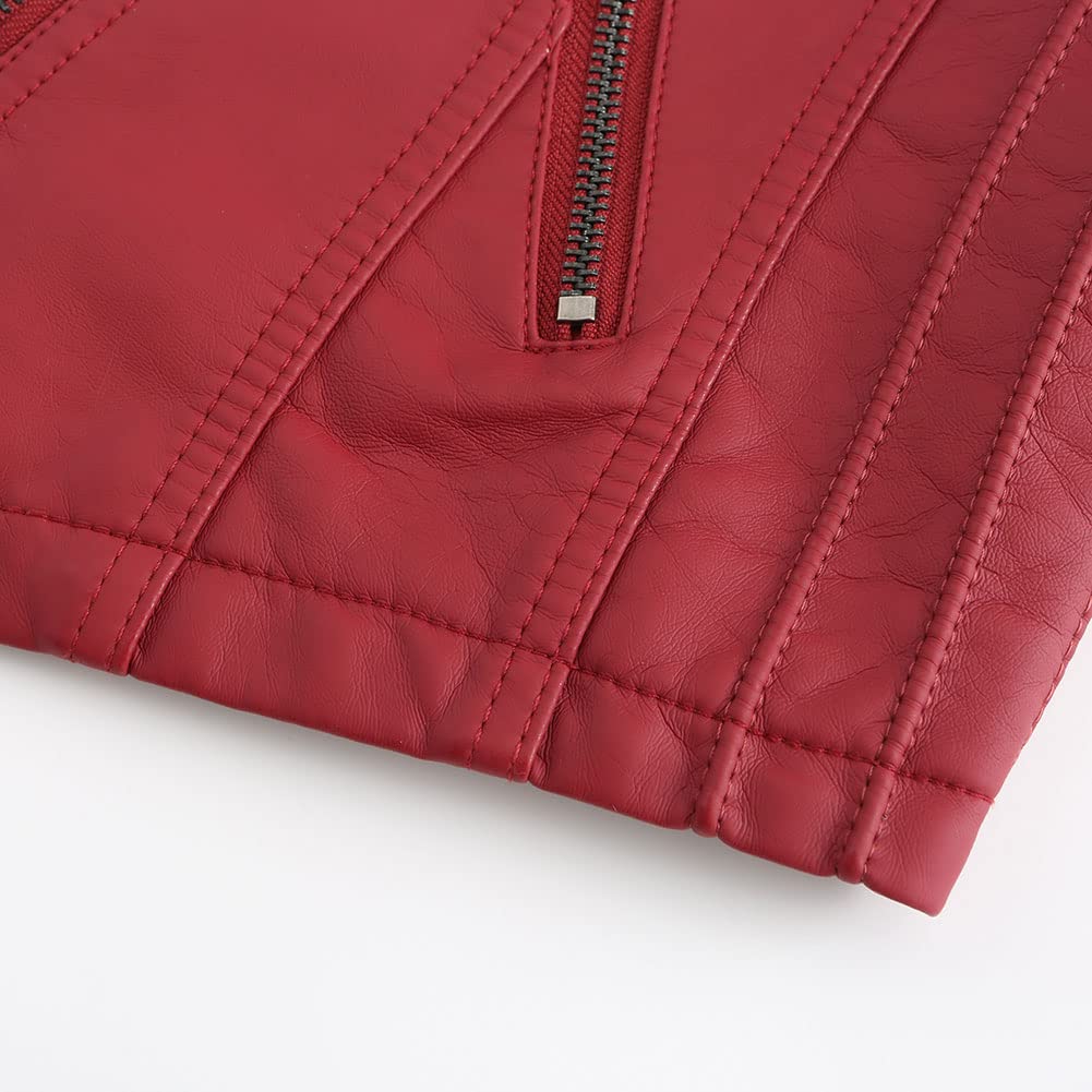 YYNUDA - Chaqueta de moto, para mujer, de piel sintética y estilo vintage