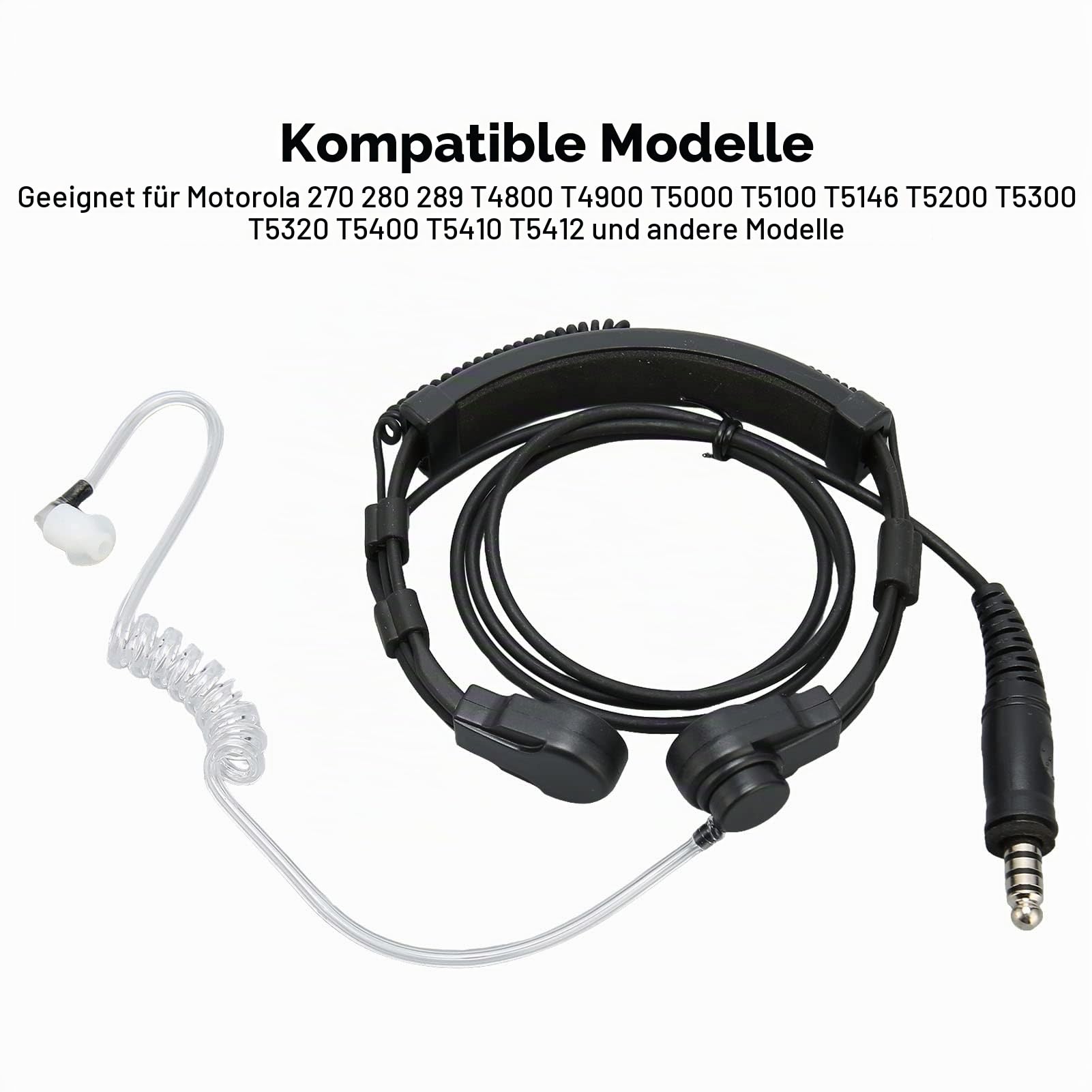 Septpenta Kehlkopfmikrofon Walkie Talkie Ohrhörer Mit U94 PTT Adapter, Verstellbarer Transparenter Akustikschlauch Walkie Talkie Ohrhörer Headset Für T5000 T5100 Und Andere Modelle