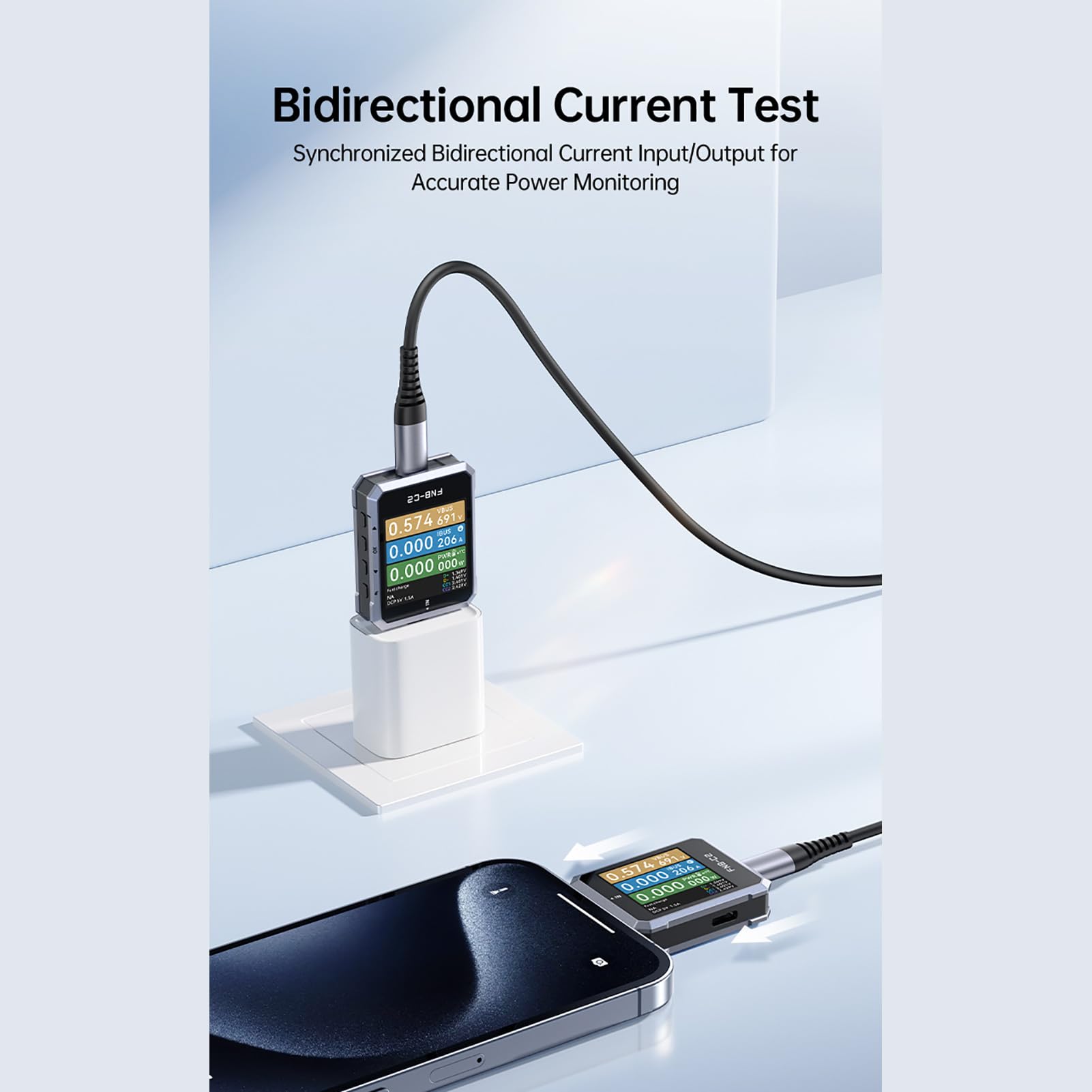 Tester per Cavi USB con Protocollo di Ricarica Rapida, Rilevamento Dell'alta Tensione per Test Completi di compatibilità Tipo C (FNB-C2)