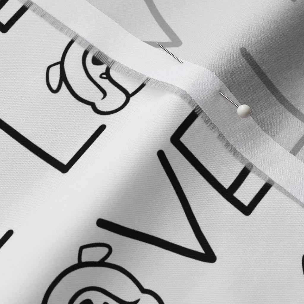 Spoonflower Fabric - English Bulldog Love Silhouette Face Dogs Pattern Bully Bulldogs Printed on Organic Cotton Sateen Fabric by The Yard - Sewing Quilting Apparel Home Decor