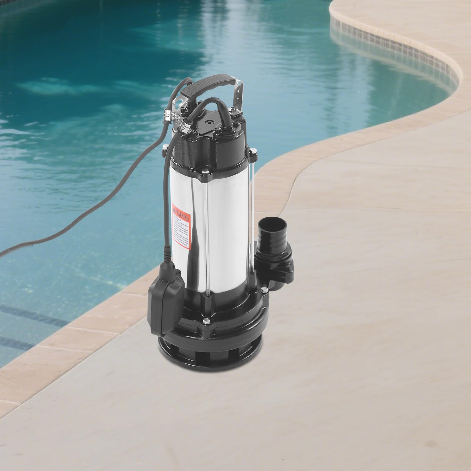 Bomba sumergible de acero inoxidable 2200 W – Bomba de aguas residuales con interruptor de flotador, bomba de agua sumergible para sótano, jardín y piscina, 26 m³/h de caudal de 25 m de altura