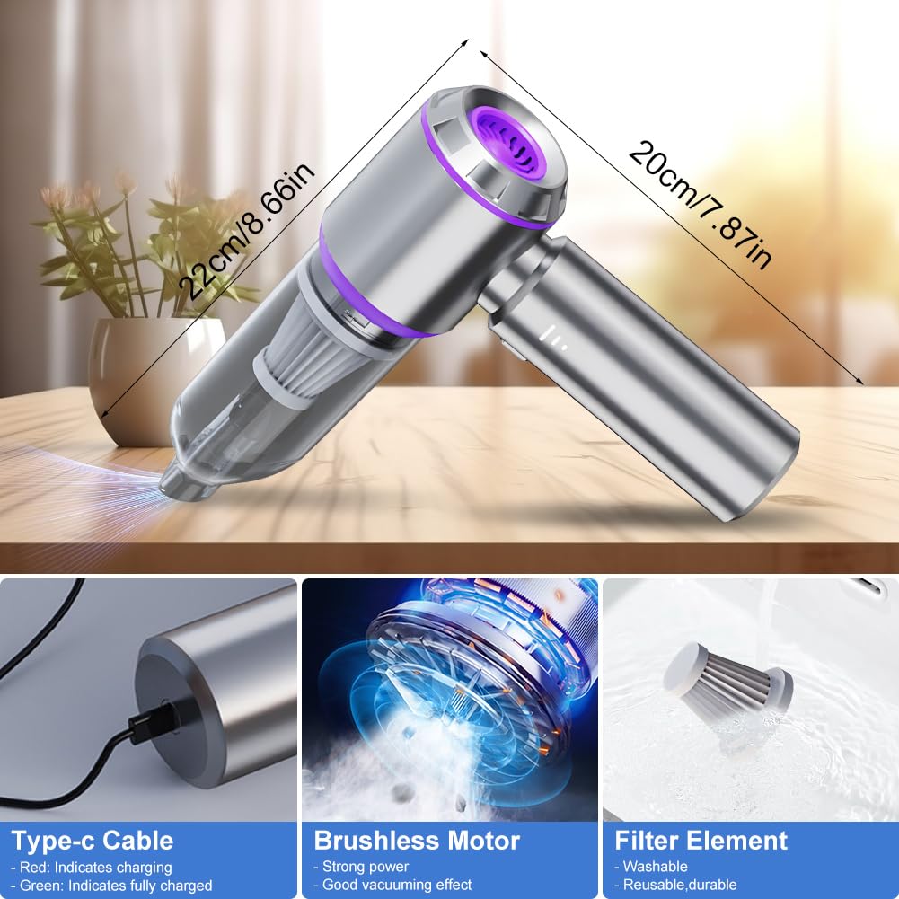 KLYNGTSK Handstaubsauger Akku 25KPA - 4-in-1 Kabellos Mit 9000mAh Akku