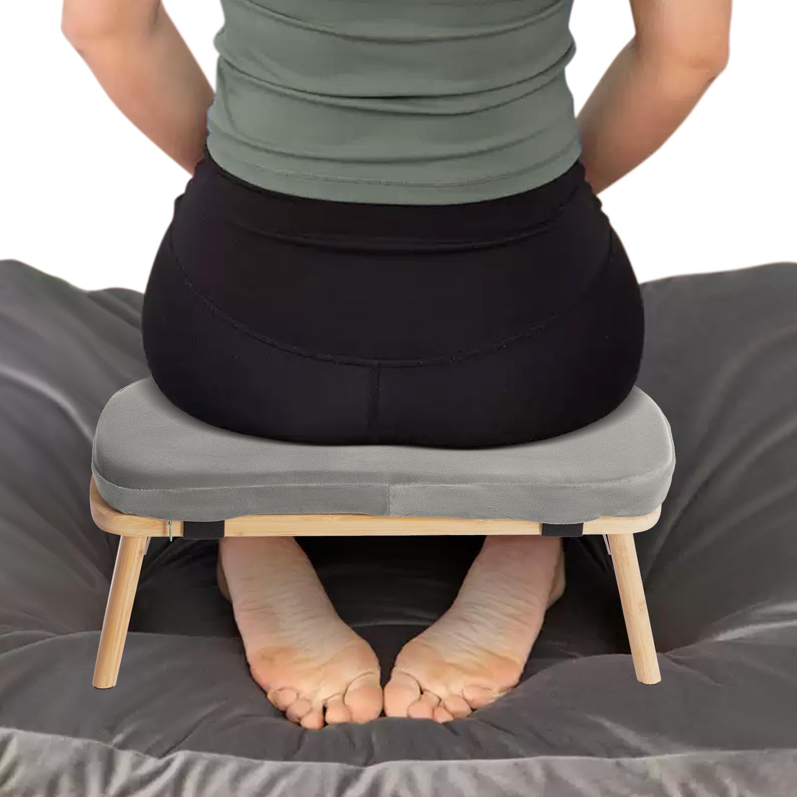 Sgabello da meditazione, sedia da meditazione in bambù, sedia pieghevole da meditazione per yoga e meditazione, sedile ergonomico per squat con inclinazione di 5°, sgabello Seiza, sgabello da