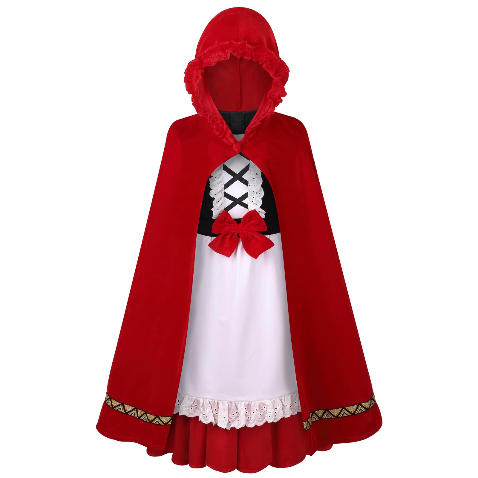 DELIVESS Little Red Riding Hood Kids Costume Soft Breathable Cosplay Outfit for Halloween & Parties(Webbing style,7-9Y) — image 1