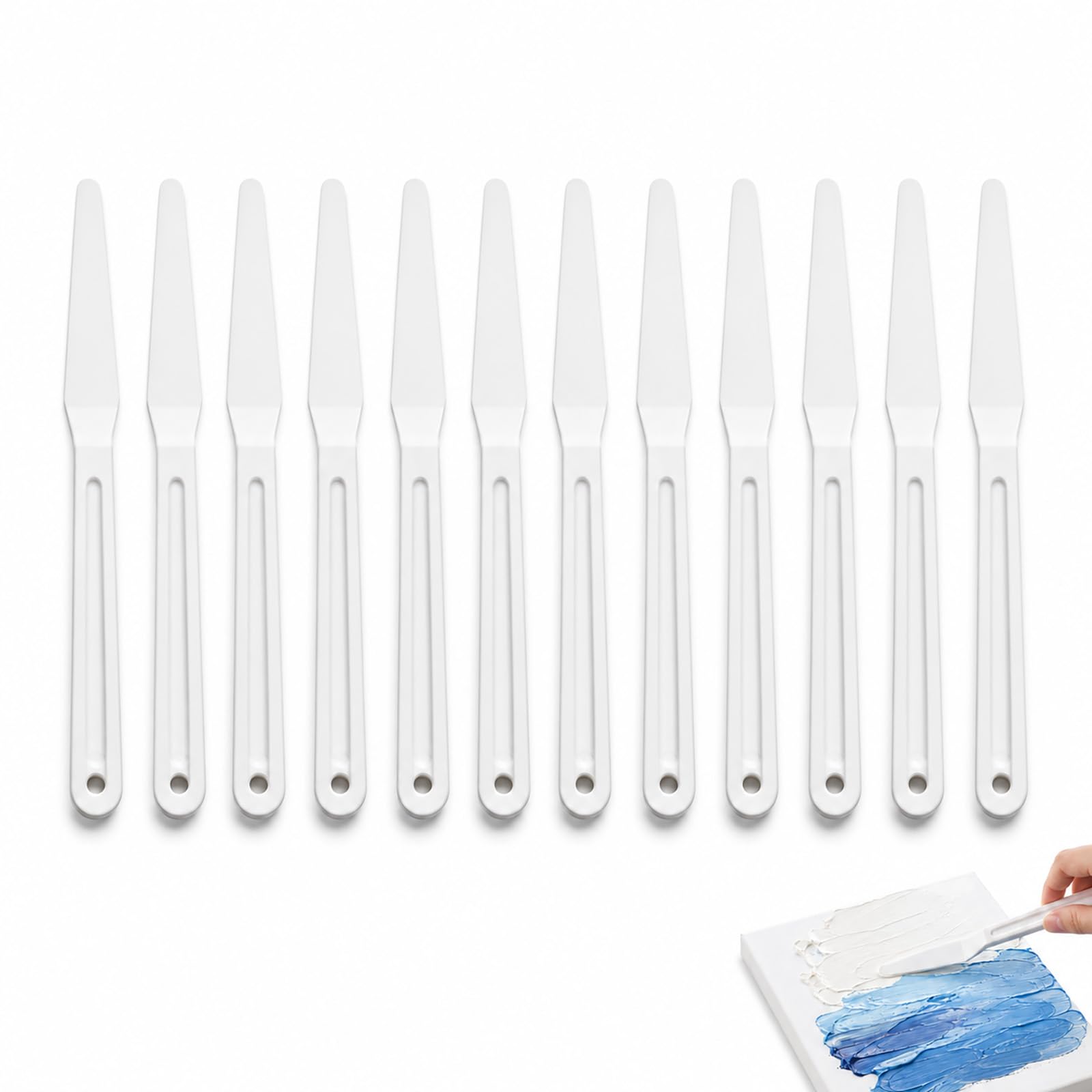 Major Brushes 12 Pack Cranked Plastic Palette Knives, Art Tools for Spreading Paint, Glue, Paste & Light Scraping