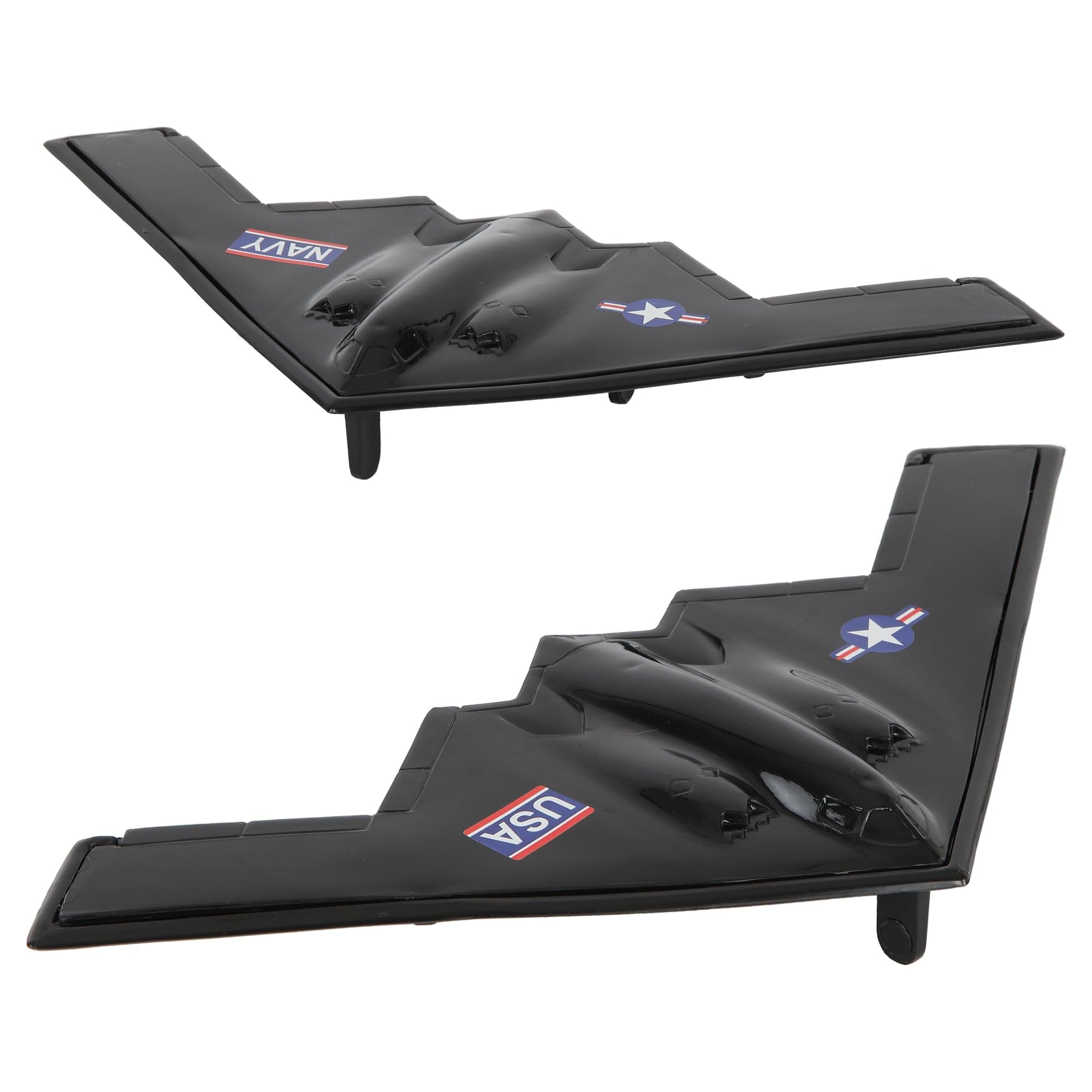 TimMee Air Strike B-2 Stealth Bomber Jets - 2pc Black Plastic Army Men Airplanes