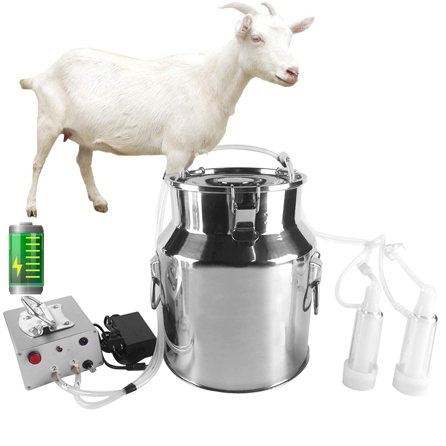 Mungitrice Elettrica per Capre da 14 Litri, Mungitrice con Pompa per Vuoto A Batteria Ricaricabile A Pulsazione, Forniture di Mungitura Portatili per Bestiame,for Goat
