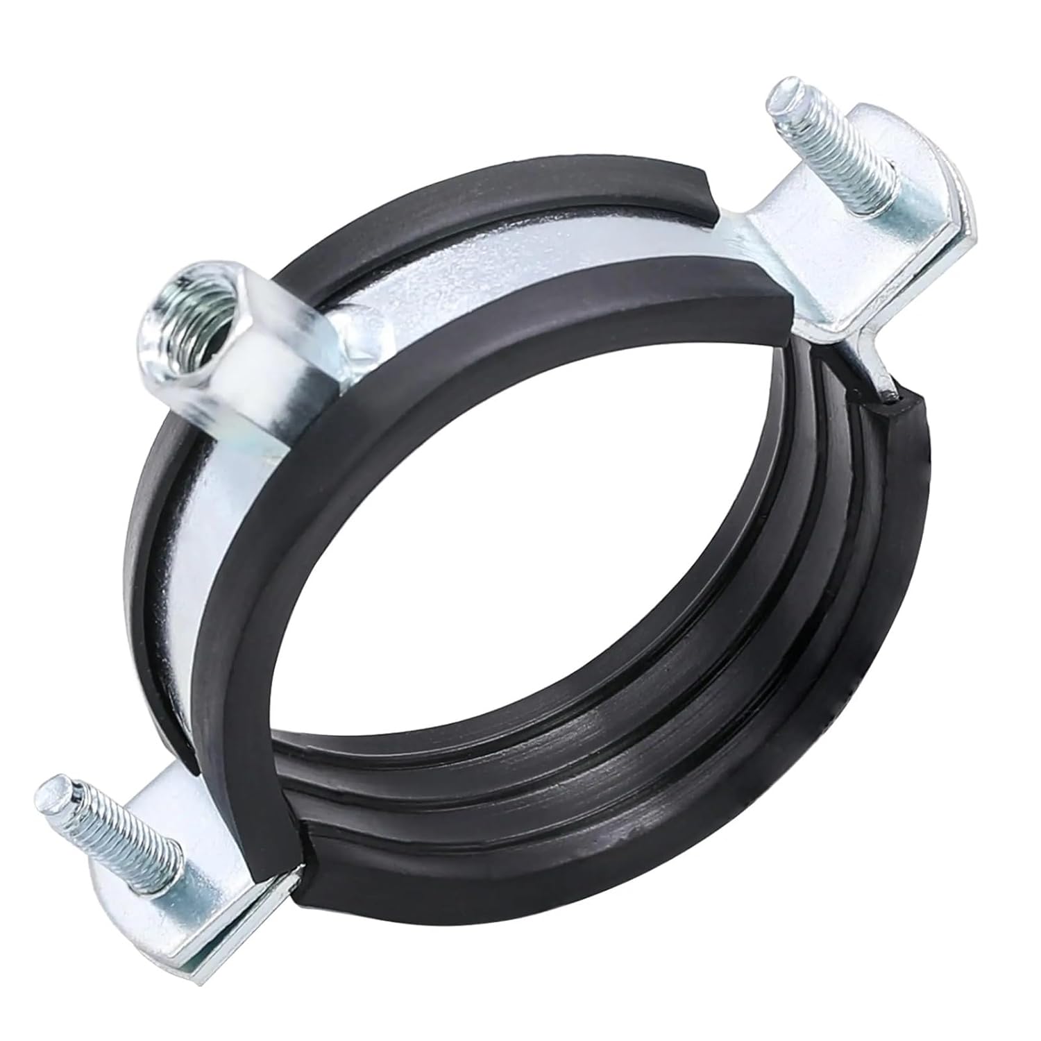 20-160mm M8 M10 Female 304 Stainless Steel Pipe Clamp Bracket Support Hanger Fixed Plumbing Water Saddle Clamp with Rubber Clips(2pcs 110mm)