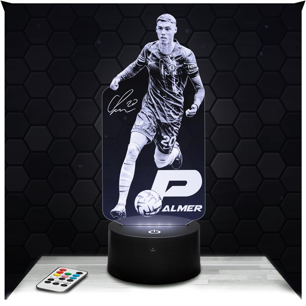 Lampephoto.fr - 3D Lamp Cole Palmer Chelsea English International Footballer, Touch LED Football Night Light, 3D Hologram Effect, Football Gift Idea for Christmas Birthday Boy or Girl