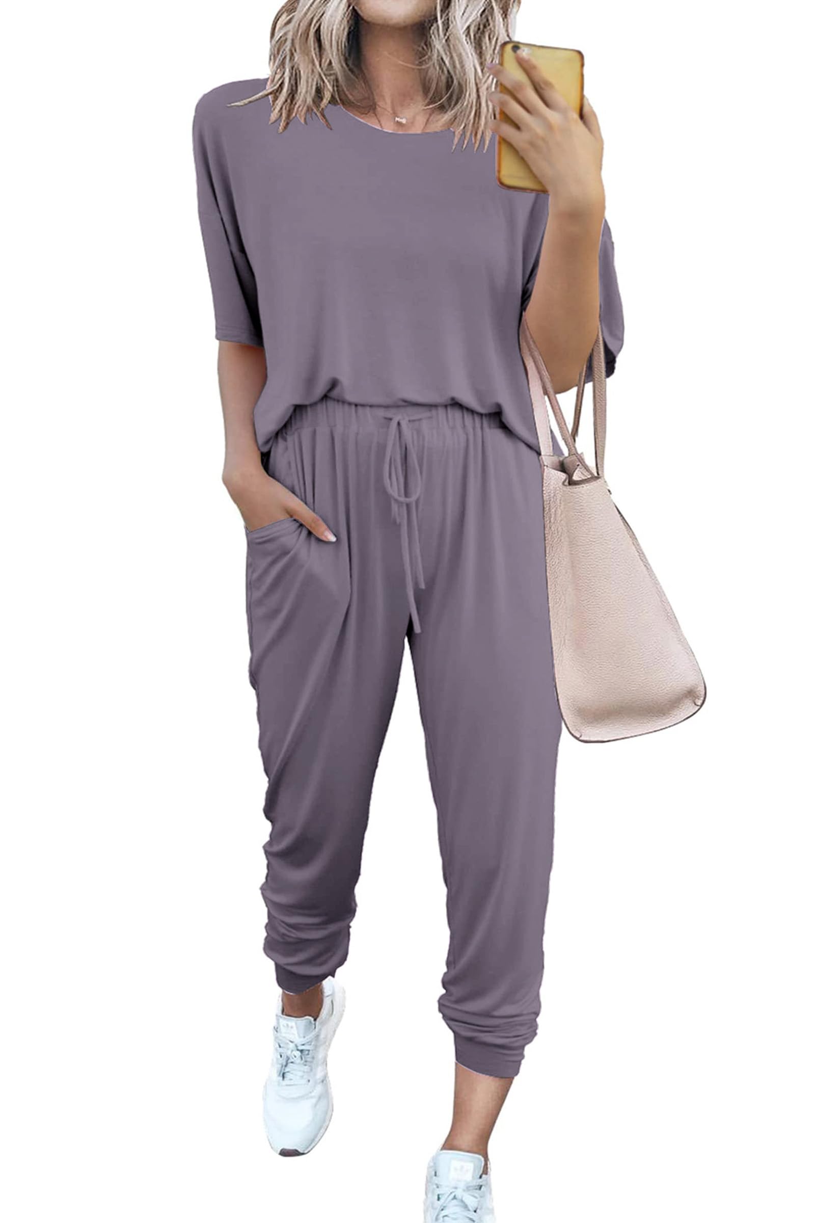 PRETTYGARDEN Women's Two Piece Lounge Sets 2025 Spring Summer Jogger Pants Vacation Outfits Travel Airplane Matching Clothes