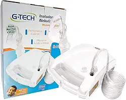 Nebulizador e Inalador NEBCOM V Bivolt G-Tech com Máscara Adulto e Infantil branco