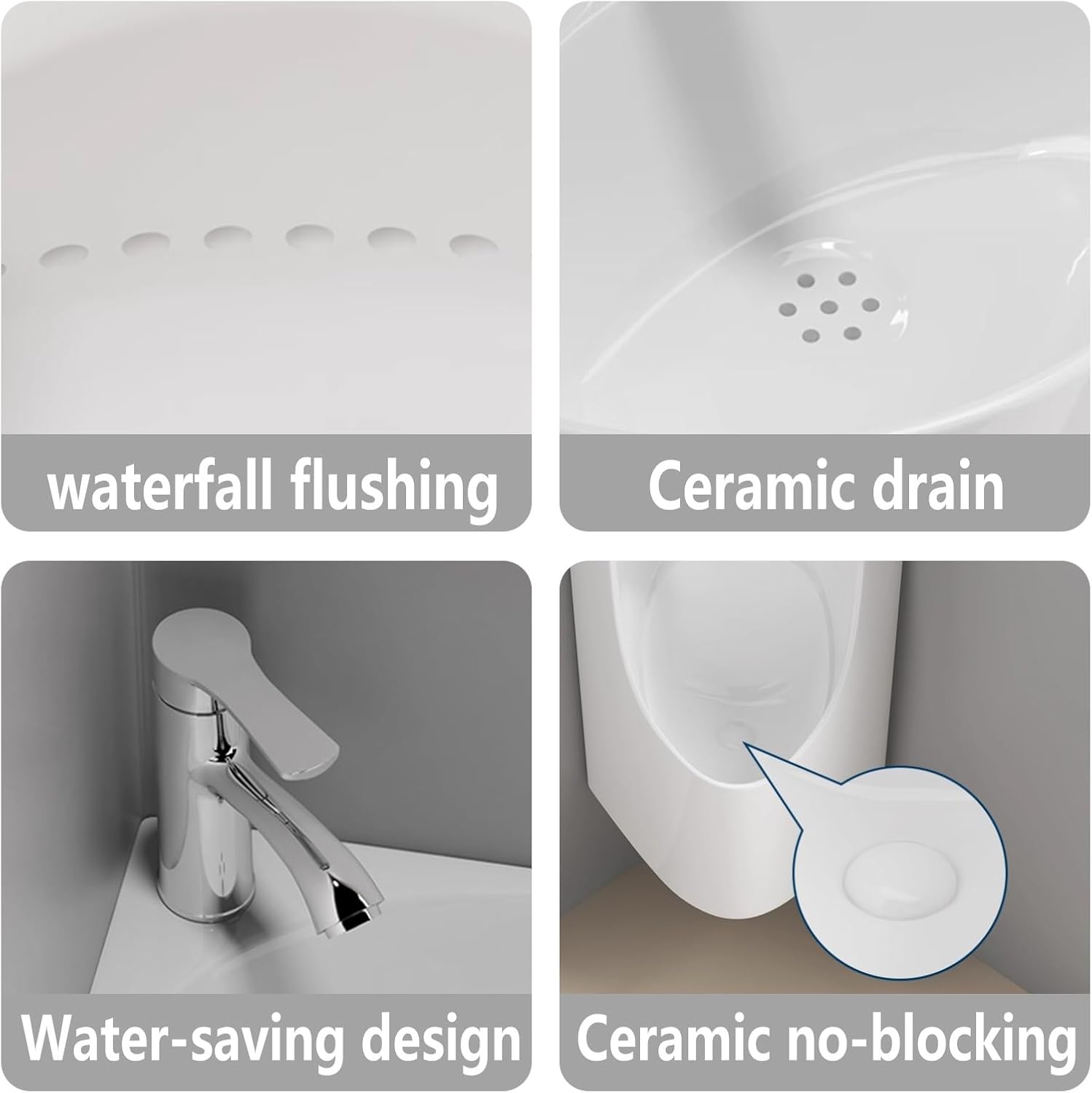 Corner Urinals for Men Bathroom, with Faucet and Wash Basin, Wall-Mounted Ceramic Urinal, Garage Urinals, Male Urinal Spill Proof(Orange)