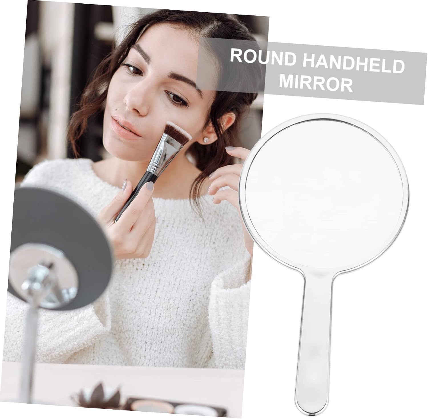 Luxshiny Portable Handheld Makeup Mirror Retro Style Lightweight for Travel Daily Use Professional Makeup Artists