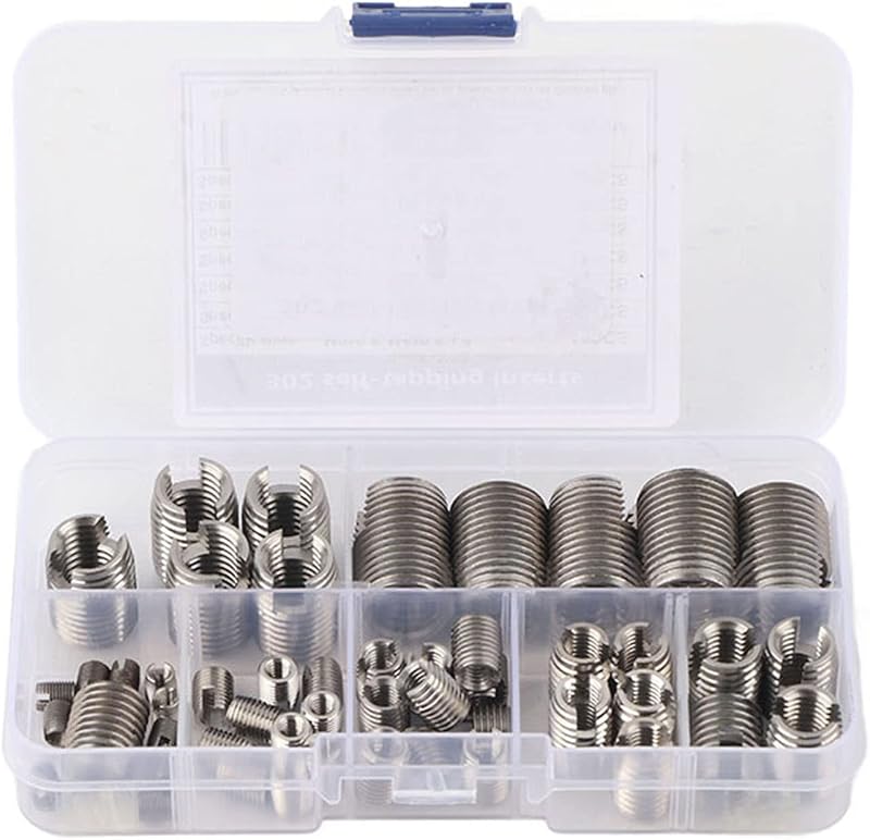 50Pcs Thread Inserts for Metal, M3 M4 M5 M6 M8 M10 M12 | Stainless Steel Inner Thread Self Tapping Threaded Inserts with a Storage Case