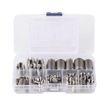 50Pcs Inner Thread Self Tapping Thread Inserts Set, Stainless Steel Threaded Inserts, M3 M4 M5 M6 M8 M10 M12 with a Storage Case