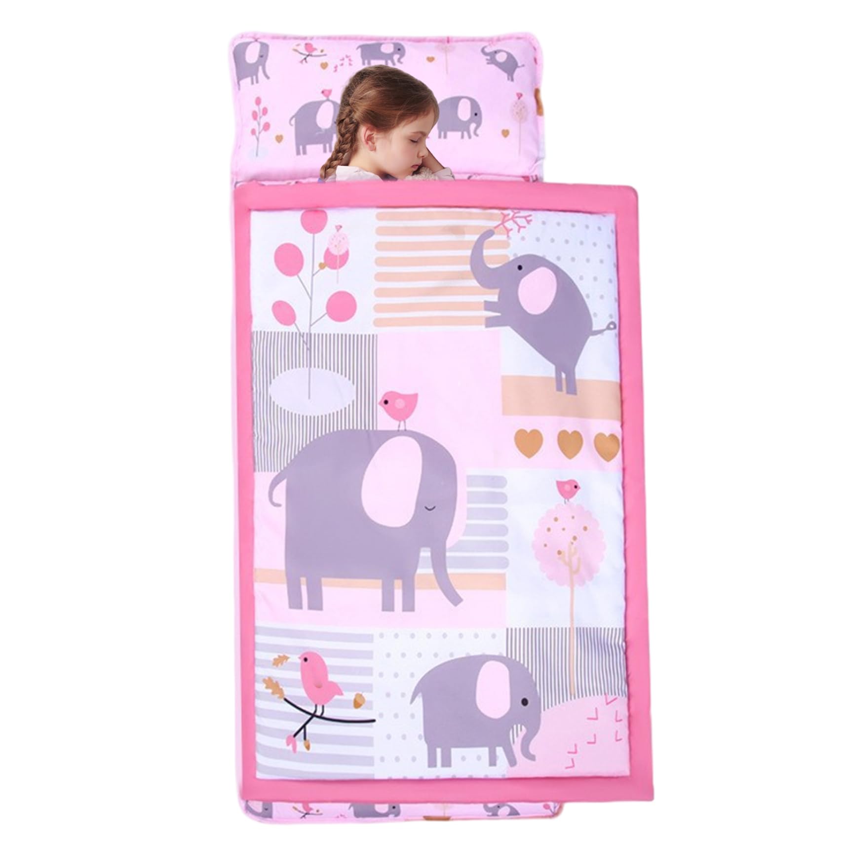 Pesoncarl Nap Mat, Comfort Sleeping Mat Includes Pillow & Cover, Portable Cute Cartoon Kids Sleep Bag for Daycare, Preschool, Home, Travel, Summer