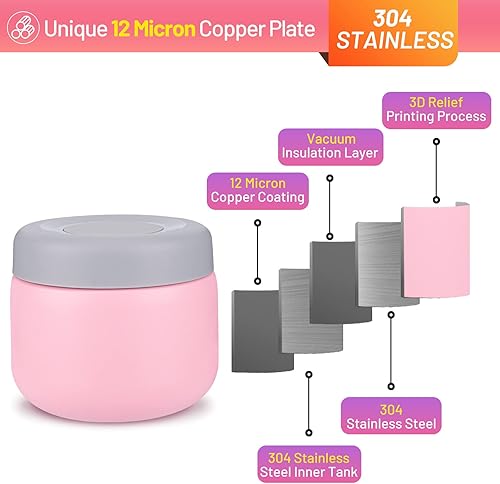 Miniatura 2 de Charcy Tarro de comida aislado de acero inoxidable para niños, termo de sopa de boca ancha a prueba de fugas, juego de recipientes para 8 horas