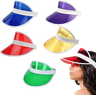 HENGBIRD Viseira unissexo 5 peças coloridas de néon, transparente para golfe, ténis, festas de poker e bola de bater