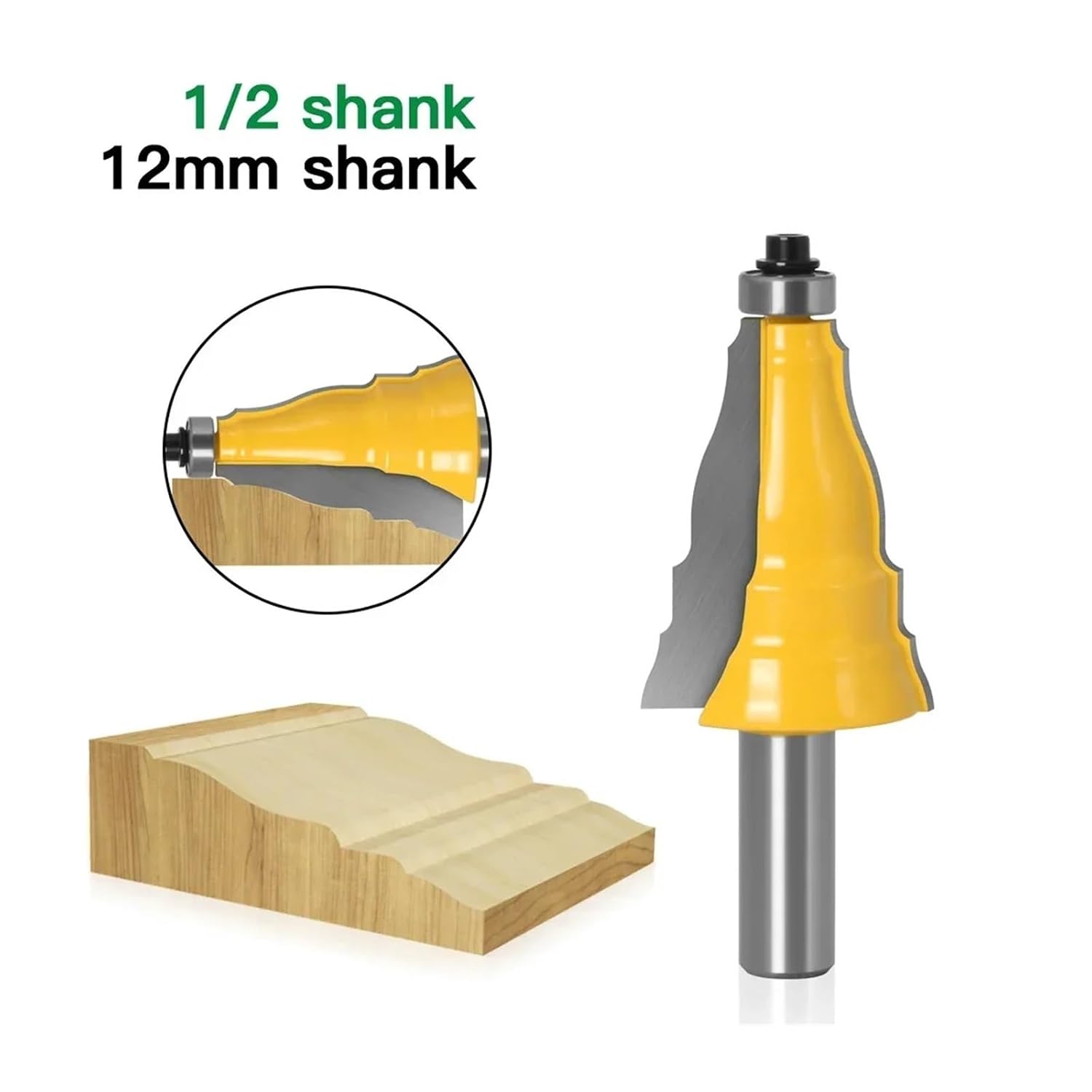 1/2" 12mm Shank Router Bit for Wood Carving, Armrest, Door, Window, Woodworking Line Router Bit(01)