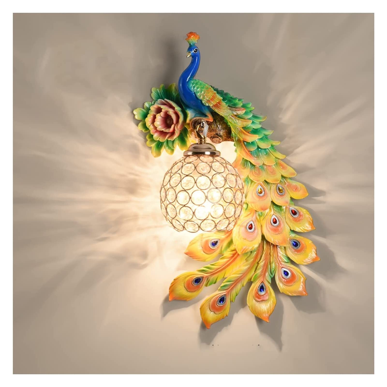 ZTCHSENZT Wall Lamp Light Peacock Creative Living Room TV Background Wall Decoration Modern Bedroom Bedside Staircase Lighting Wall Light,Gold