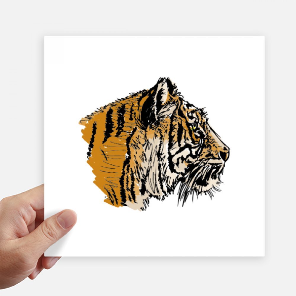 Autocollant carré Tête de Tigre multicolore de 20cm pour customisation de valise et ordinateur
