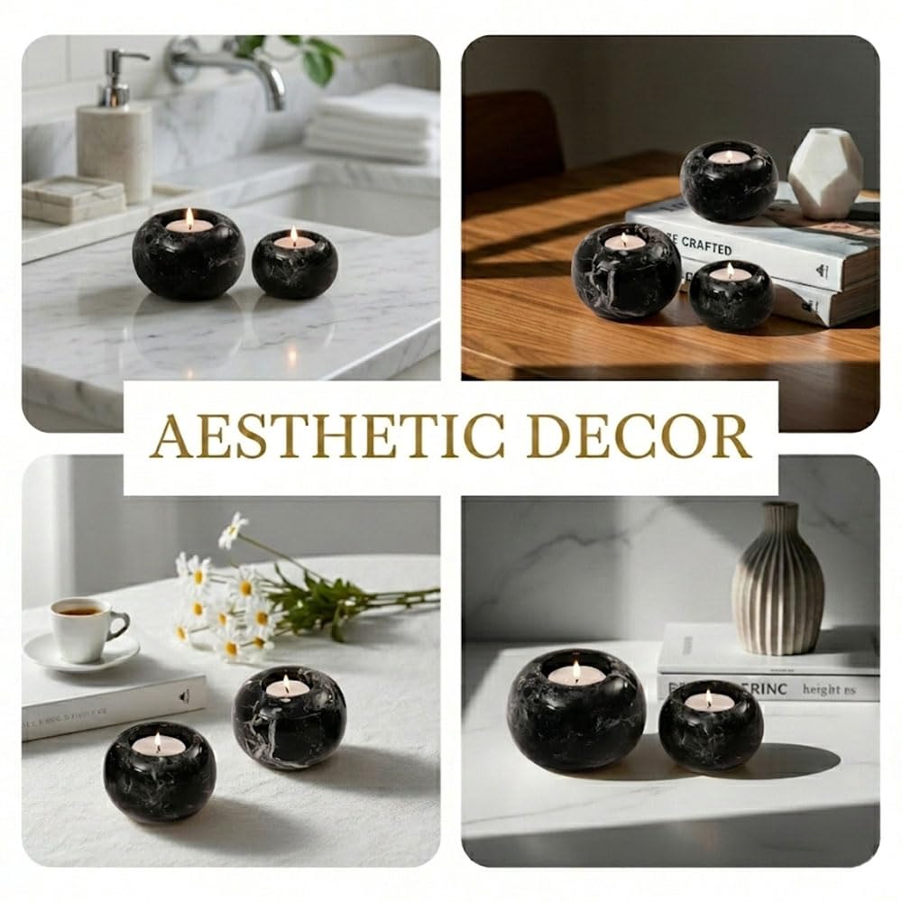 Świecznik tealight - zestaw 3 szt. (czarny)