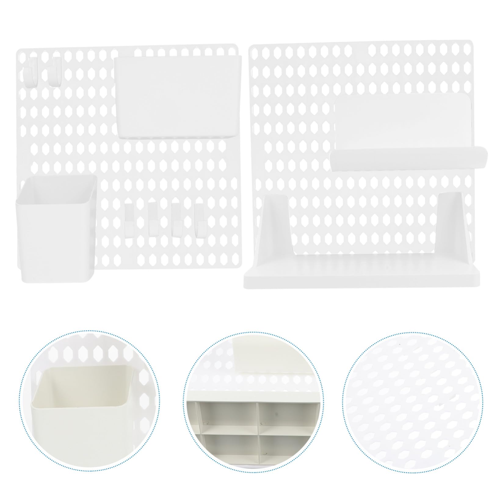 Organizador y Fácil Instalación Adhesivo de Tablero Perforado Bordes Suaves de Plástico Blanco Estante Práctico Soporte para Mini Macetas y Llaveros para Oficina y Hogar