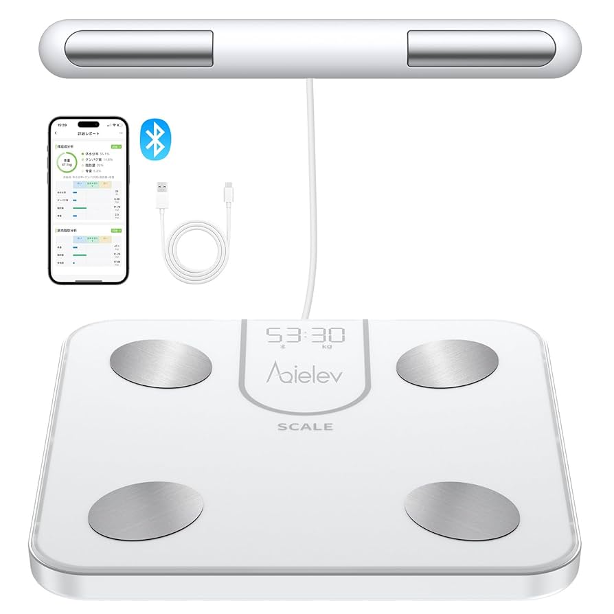 ActiveSlender+新品パッド+新品体組成計 Amazon | AQielev 体重計 スマホ連動 体組成計 体脂肪率【2025