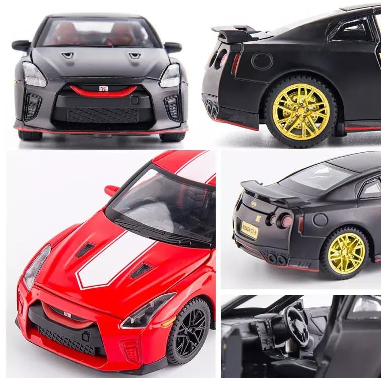 Image of Alokik 1:32 Scale Nissan GT-R35 Sports Diecast Car Models Toys Metal Alloy 2 Openable Door and Sound & Light, Pull Back Toys Gifts for Boys Best Gift Car (Red)
