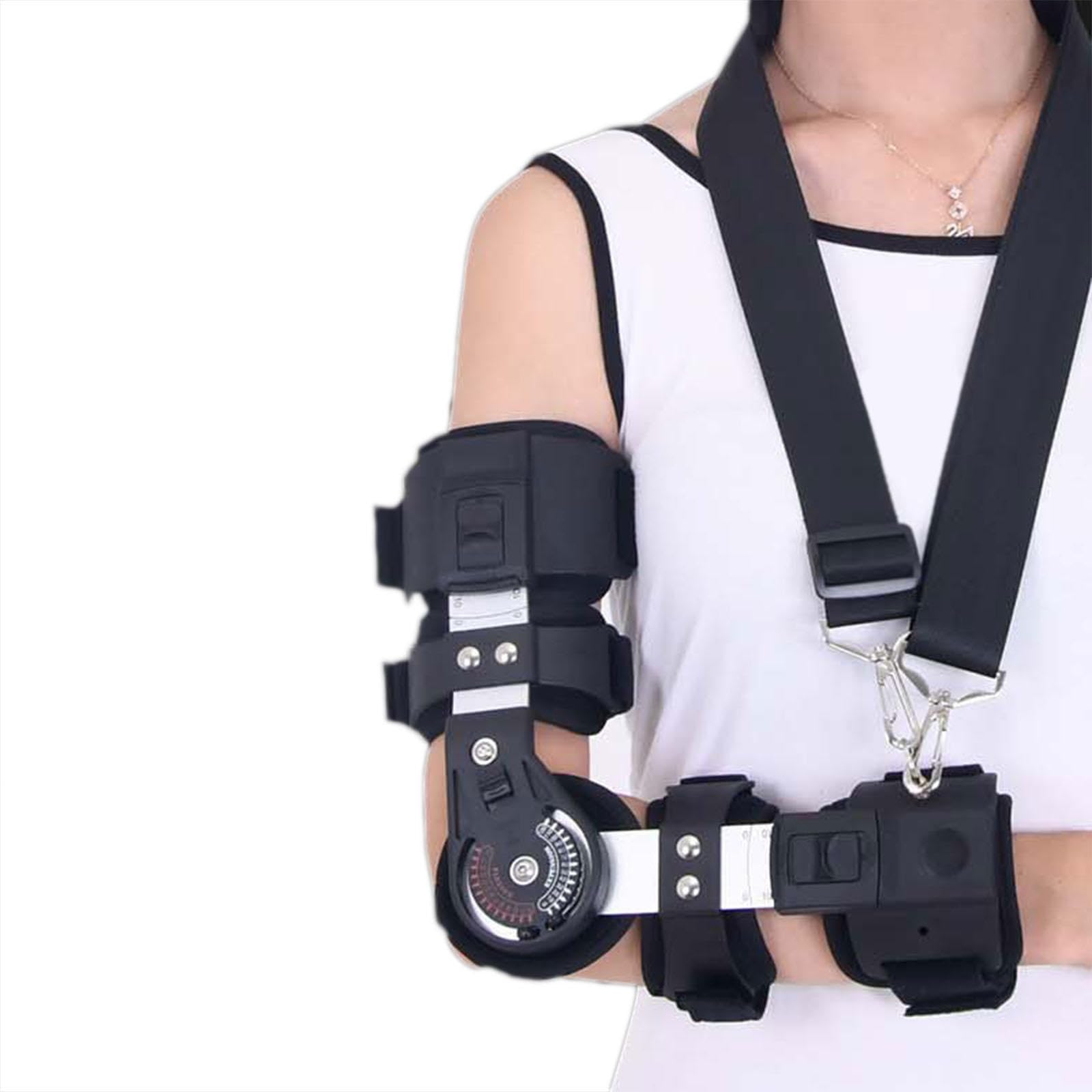 Codera ROM articulada para la tendinitis,Ajustable férula de Codo inmovilizador Se Adapta a Todos los Unisex,Lesión en el Brazo Recuperación Apoyo Alivio del Dolor,Left