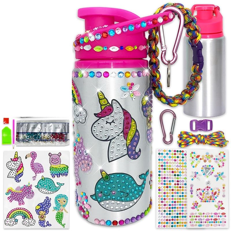 Botella Agua Unicornio, 500ml Botella Agua Niña, Kit Creativo DIY Manualidades, para Niña 12 Años, Agua Aluminio, Regalos Cumpleaños Niños