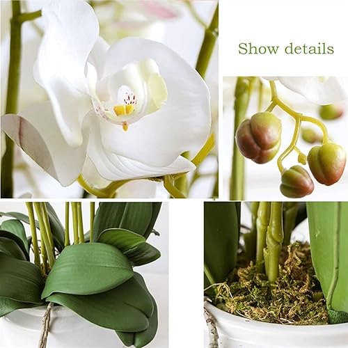Miniatura 3 de Flor artificial en maceta, flor artificial con jarrón orquídea falsa Phalaenopsis plantas falsas para decoración de diseño de oficina en casa, sala
